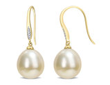 12-12.5mm Golden South Sea Pearl Drop Earrings in 10K Yellow Gold